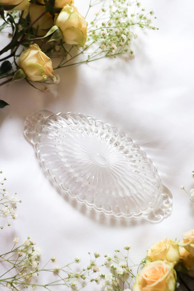 Image of Vintage Pressed Glass Olive/Relish Dish
