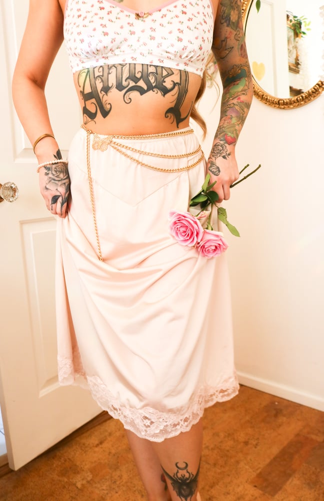 Image of Vintage 1970s Shadowline Nude Half Slip (Medium)