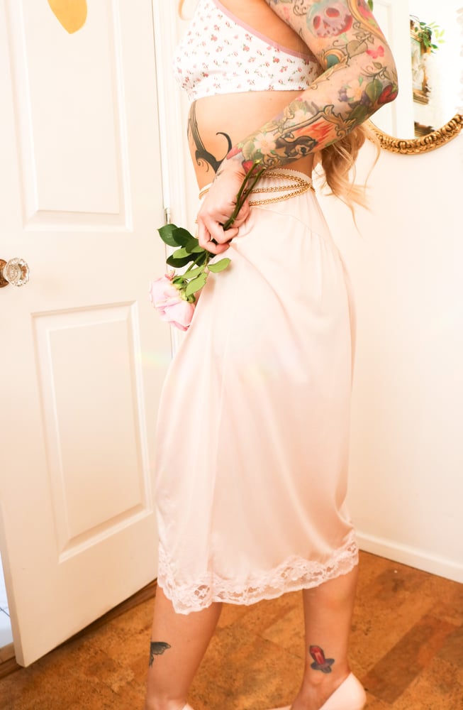 Image of Vintage 1970s Shadowline Nude Half Slip (Medium)