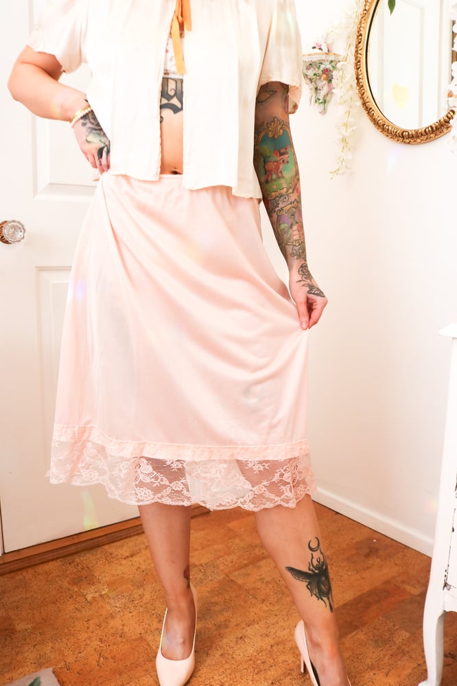 Image of Rare Vintage Designer Emilio Pucci for Formfit Rogers Peachy Pink Half Slip (Medium)