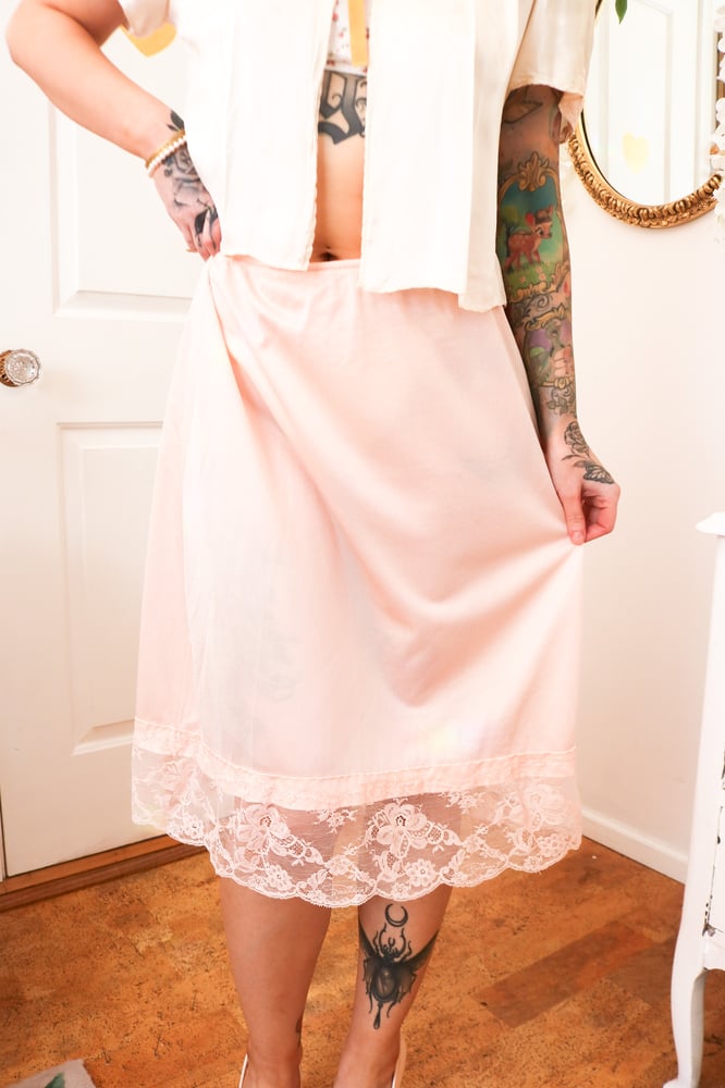 Image of Rare Vintage Designer Emilio Pucci for Formfit Rogers Peachy Pink Half Slip (Medium)