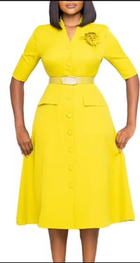 Image 1 of V neck Button Dress