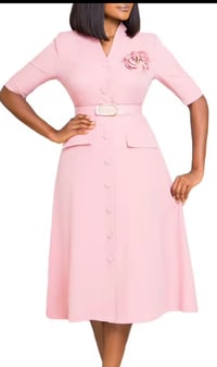 Image 2 of V neck Button Dress