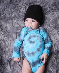 Image 1 of Boy’s Blue Tie Dye Baby Bodysuit Boho Baby Top