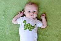 Image 3 of Dinosaur Baby Top Green Polka Dot Dino Baby Bodysuit 