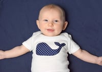 Image 1 of Blue Whale Baby Top Polka Dot Navy Blue Nautical Bodysuit 