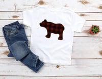 Image 1 of Brown Bear Baby Toddler Boy’s Top Plaid Bear Shirt