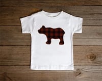 Image 2 of Brown Bear Baby Toddler Boy’s Top Plaid Bear Shirt