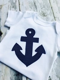Image 3 of Navy Blue Anchor Nautical Baby Bodysuit Polka Dot Baby Boy’s Top