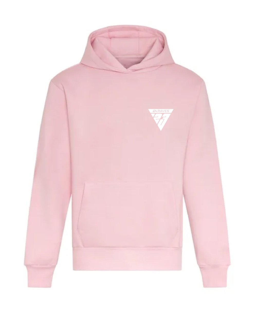 Image of PINK EA RAVES BACK TEXT HOODIE
