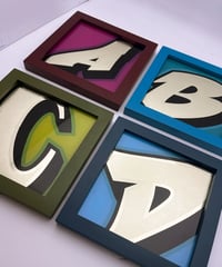 Image 1 of Individual alphabet letters - Framed Reverse Painted and Gold Gilded Glass
