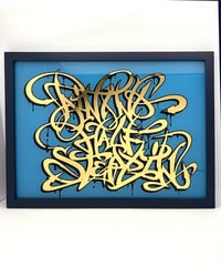 Image 1 of  Ain't No Half Steppin - - Framed Reverse Painted and Gold Gilded Glass