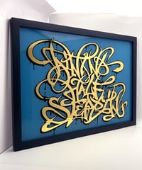 Image 4 of  Ain't No Half Steppin - - Framed Reverse Painted and Gold Gilded Glass