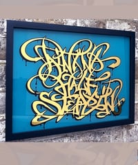 Image 6 of  Ain't No Half Steppin - - Framed Reverse Painted and Gold Gilded Glass