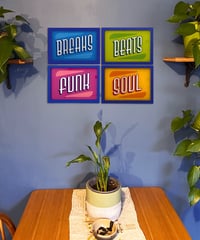 Image 3 of Beats, Breaks, Soul, Funk - Set of 4 or Individual -18 Carat Gold Gilded Glass Wall Art