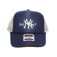 Image 1 of NY Trucker hat navy/beige