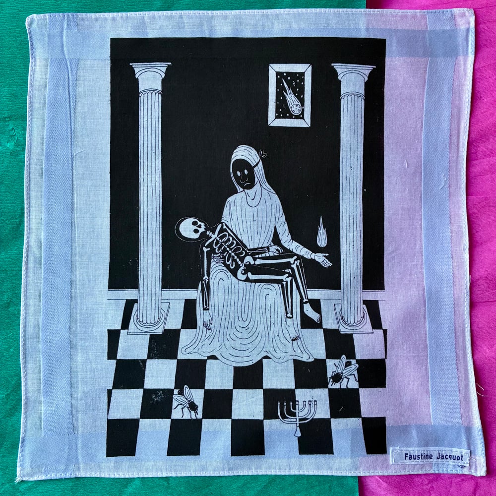 Autoportrait masqué en Pieta par Faustine Jacquot (Clisson) 2025
