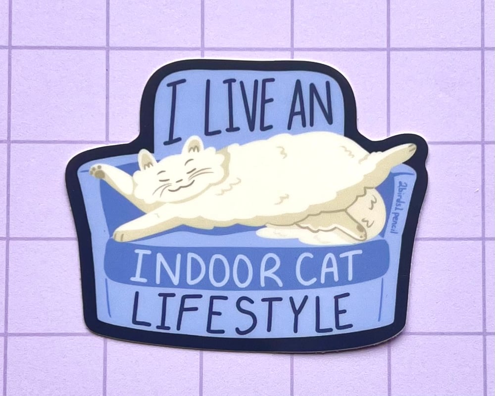 Image of Indoor cat lifestyle vinyl sticker