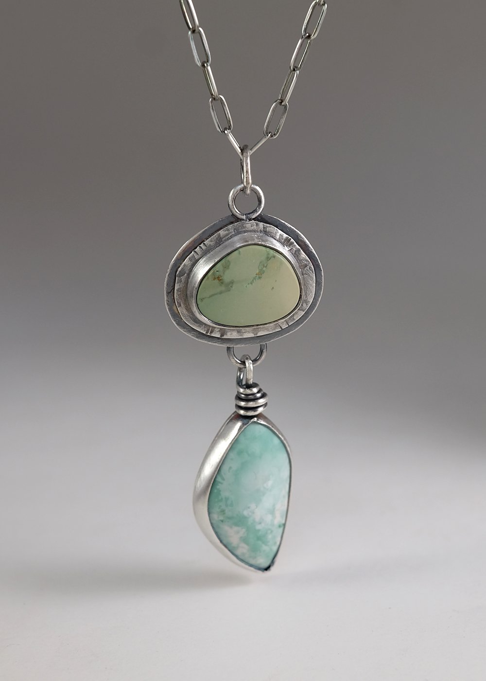 Image of Two Variscite Cabochons in Silver