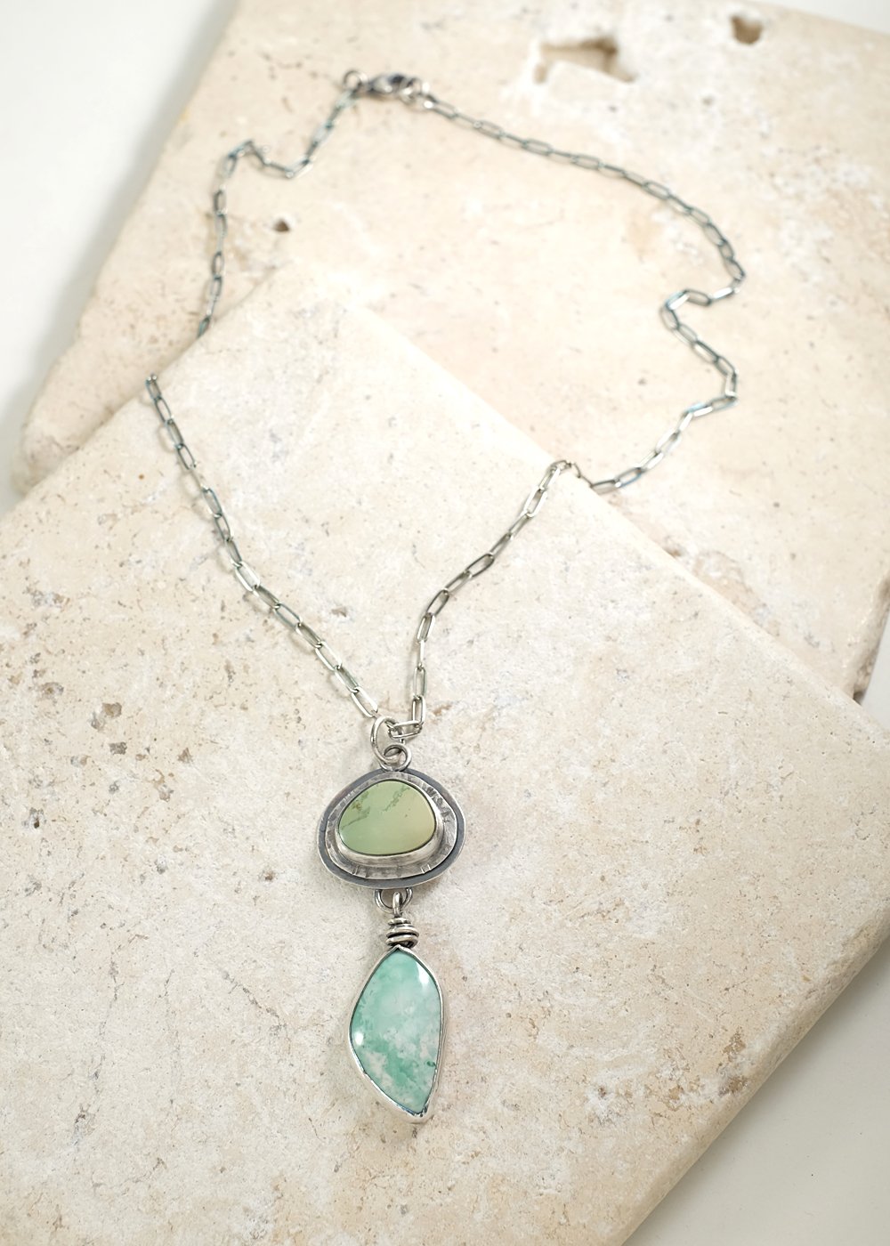 Image of Two Variscite Cabochons in Silver