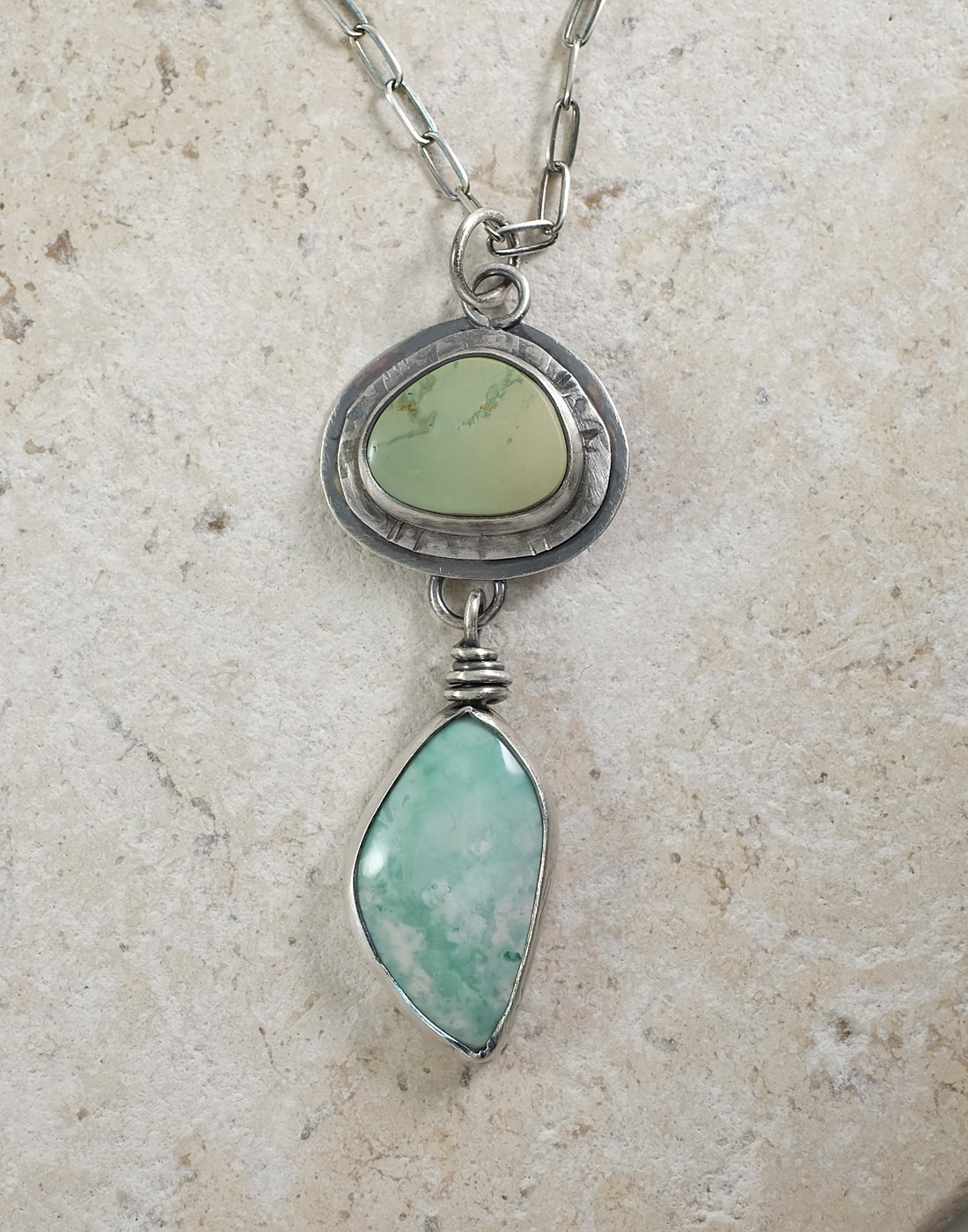 Image of Two Variscite Cabochons in Silver