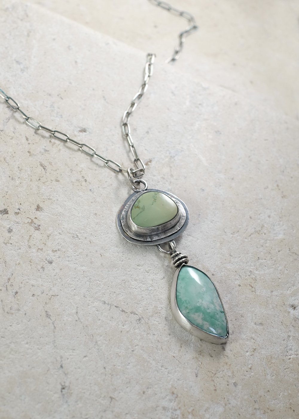 Image of Two Variscite Cabochons in Silver