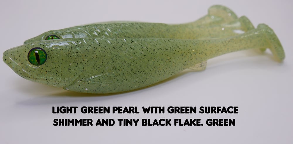 Image of 5" Swimbait Split Belly (3 Pack)Light Green Pearl With Green