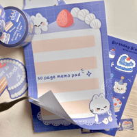 Image 3 of Birthday Blues | Stationery Set Birthday Gift | Sticker Sheet Washi Tape Cake Cute