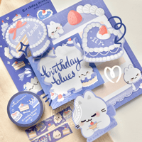Image 1 of Birthday Blues | Stationery Set Birthday Gift | Sticker Sheet Washi Tape Cake Cute