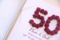 Image 2 of Handmade 50th Wedding Anniversary Card. Personalised Golden Anniversary Card for Mum and Dad. 