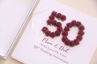 Image 3 of Handmade 50th Wedding Anniversary Card. Personalised Golden Anniversary Card for Mum and Dad. 