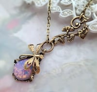 Image 2 of Fire Opal dragonfly necklace, Art Nouveau inspired insect jewelry