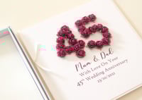 Image 3 of Handmade 45th Wedding Anniversary Card. Personalised Sapphire Anniversary Card for Mum and Dad. 
