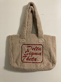 Image 4 of Black or Tan Embroidered Sherpa Tote