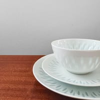 Image 2 of Arabia Finland Rice Porcelain Tea Cup Trio Set