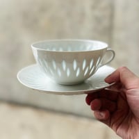 Image 3 of Arabia Finland Rice Porcelain Tea Cup Trio Set