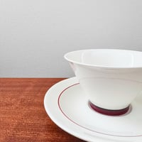 Image 2 of Arabia Finland Harlekin Red Hat Tea Cup with Saucer