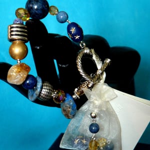 Image of Natural lapis Bracelet/Earring set