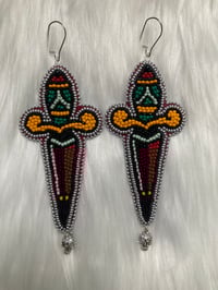 Image 2 of Beaded Dagger Earrings 