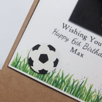 Image 2 of Handmade Soccer Birthday Card. Personalised Soccer Jersey Number Birthday Card. 