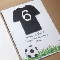 Image 7 of Handmade Soccer Birthday Card. Personalised Soccer Jersey Number Birthday Card. 