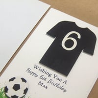 Image 3 of Handmade Soccer Birthday Card. Personalised Soccer Jersey Number Birthday Card. 