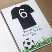 Image 1 of Handmade Soccer Birthday Card. Personalised Soccer Jersey Number Birthday Card. 