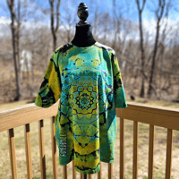 Image 3 of Ice Dyed Green Mandala Tie Dye Adult (2XL) Unisex T-shirt
