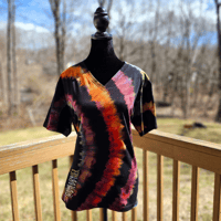 Image 3 of Reverse Tie Dye Rainbow Adult (2XL) V-Neck T-shirt