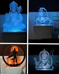 Divine Acrylic 3D Illusion Plug Night Lamp – Ram Ji, Hanuman Ji & Shiv Ji
