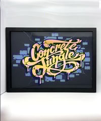 Image 1 of Concrete Jungle  - Framed Reverse Painted and Gold Gilded Glass