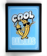 Image 1 of Cool Bananas - Framed Reverse Painted and Gold Gilded Glass