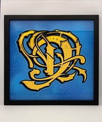 Image 1 of D  - Letter - Framed Reverse Painted and Gold Gilded Glass