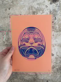 Image 3 of 'Daruma Dolls' A5 Hand-Pulled Blast Over Screen Prints